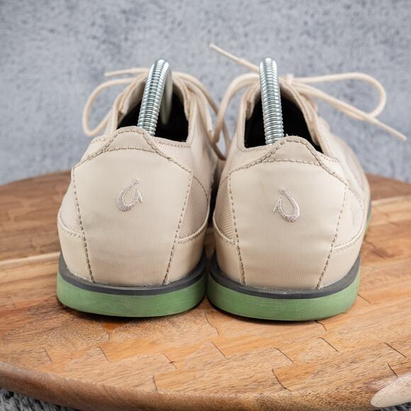 Olukai Honolulu Lace Mesh Casual Shoes in Cream and Green Men's 9 Beach Travel - Picture 4 of 7
